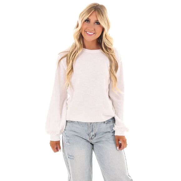 FREE PEOPLE We The Free Light Blush Pink Puff Sleeve Oversized Shirt Size Medium - Picture 1 of 9